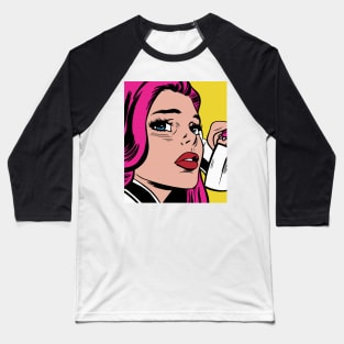 Pink Hair Comic Girl Baseball T-Shirt